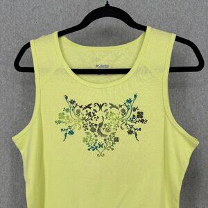 Columbia Womens Y2K Butterfly Floral Graphic Tank Top Size L Yellow Summer NEW